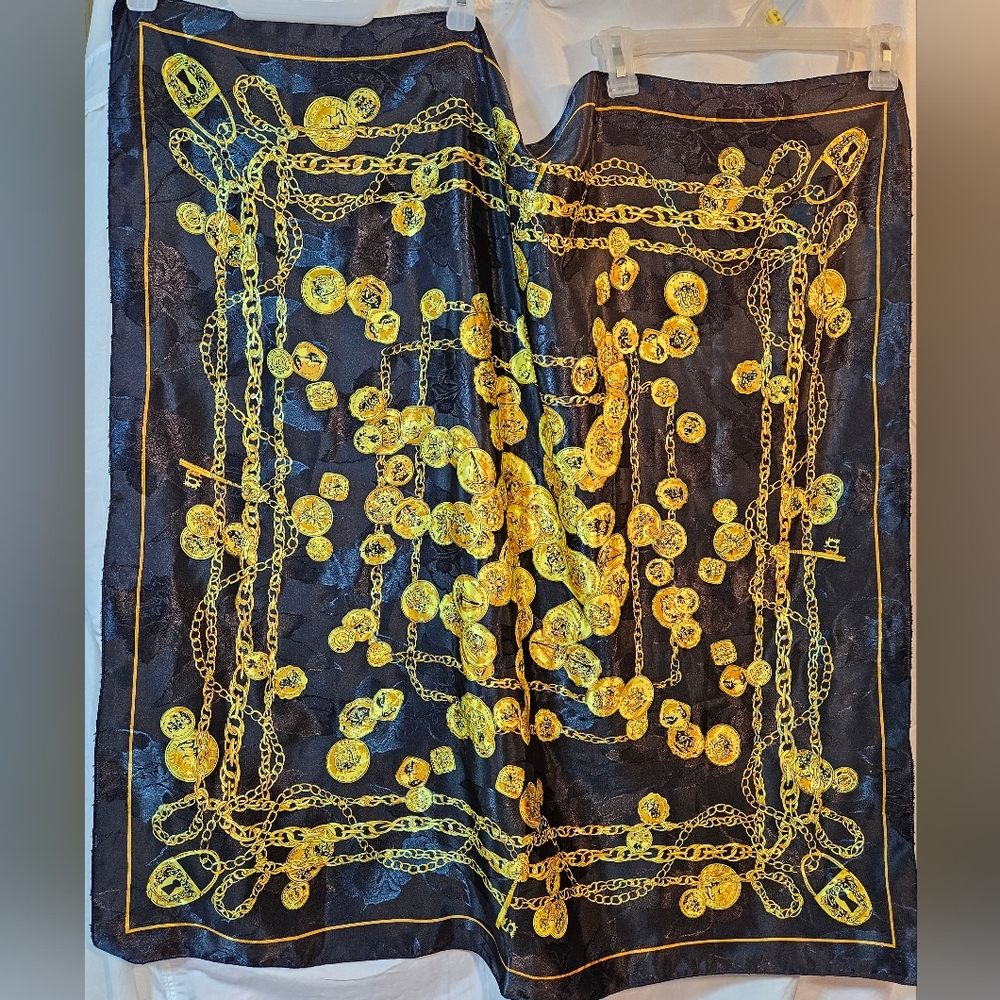 Water silk 34" Sq. Scarf polyester head, neck ware (nb)